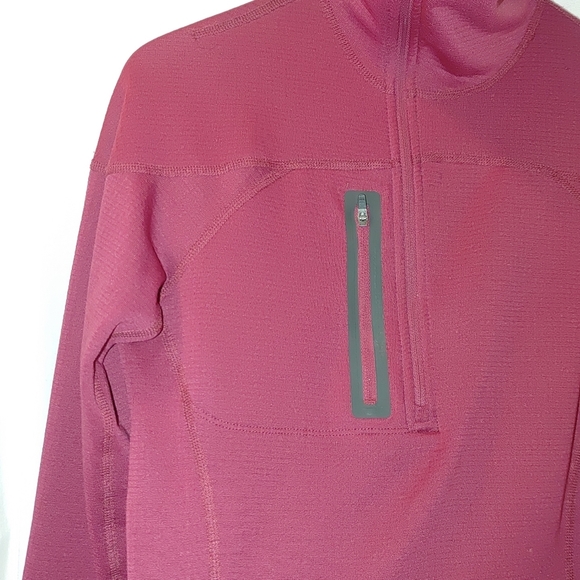 Eddie Bauer First Ascent Half Quarter Zip Grid Fleece Pullover Hooded Pink XS - Picture 5 of 9